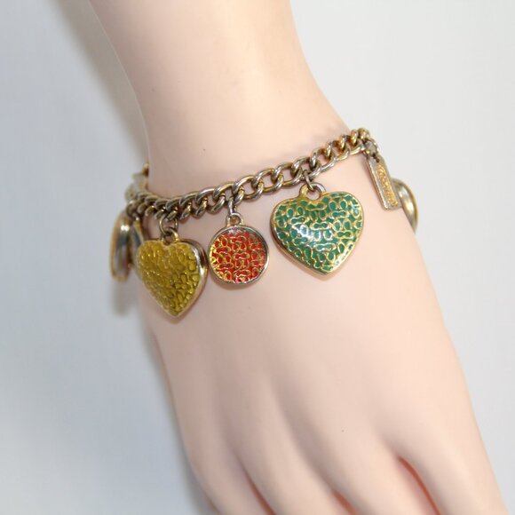 RARE Coach Puffed Heart & Disc Charm Bracelet. Limited Edition - Picture 10 of 15